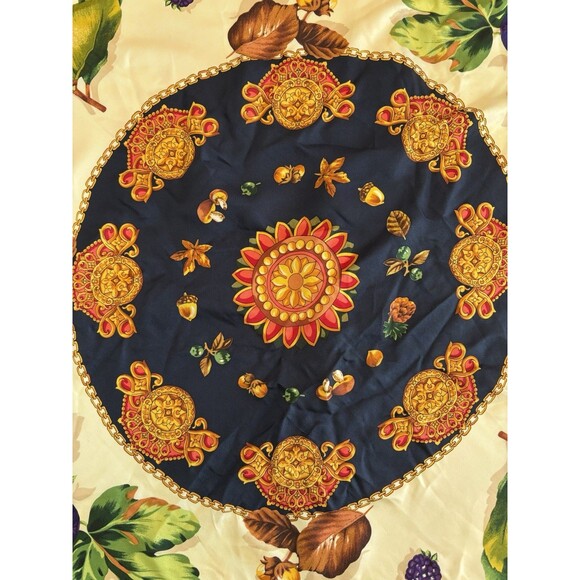 Talbots 100% Silk Navy Botanical Print 36” Square Scarf - Picture 3 of 7